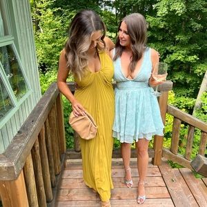 Anthropologie - Yellow halter pleated dress